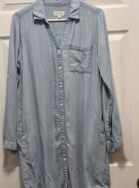 Thread & Supply Light Blue Chambray Button-Front Shirt Dress
